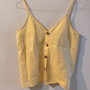 Topshop Soft Yellow Button Down Tank Sz 6